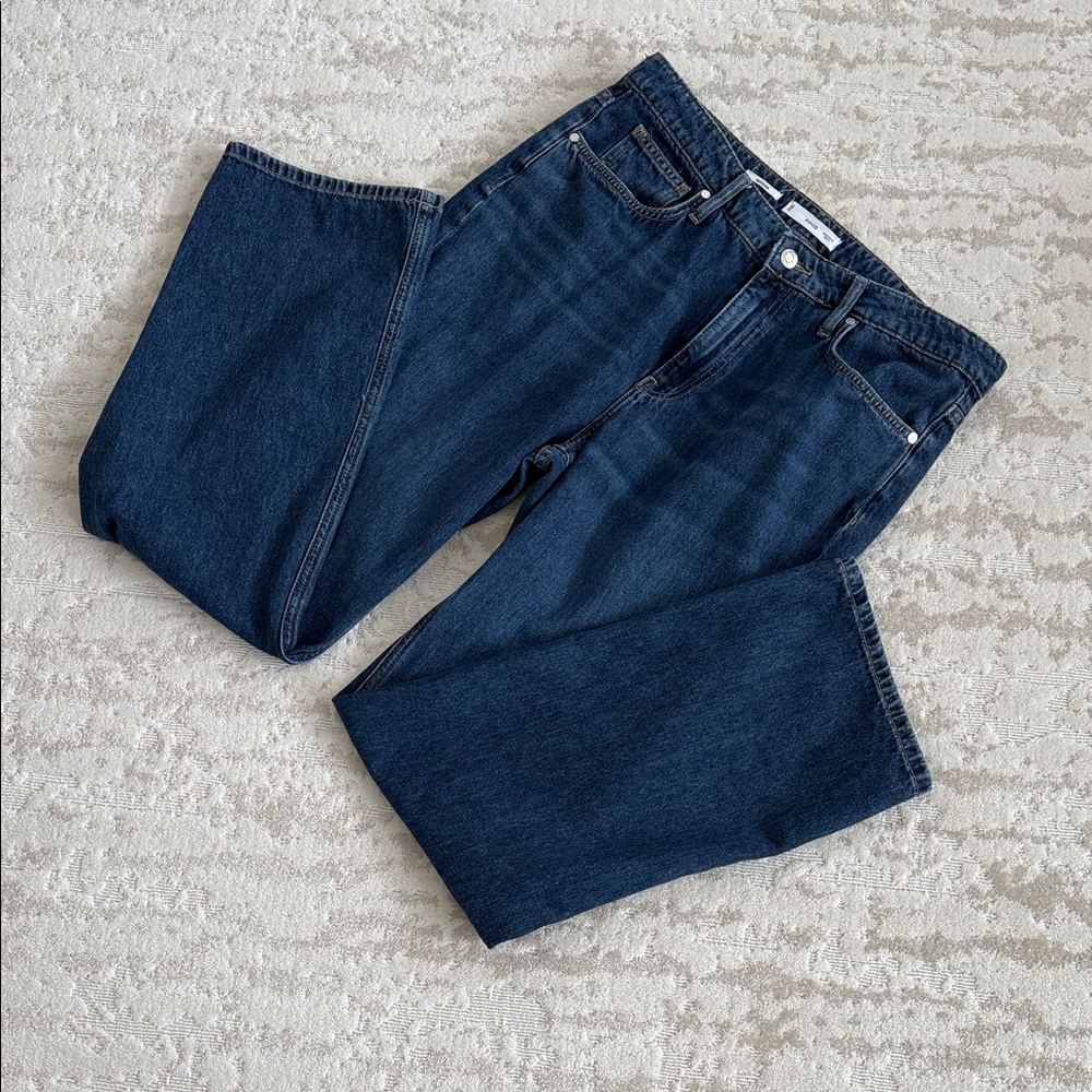Mango Matilda Women's Dark Blue Straight-Fit Jeans - size 12